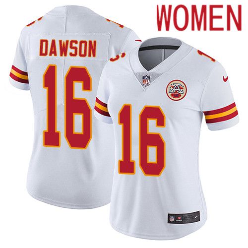 Women Kansas City Chiefs #16 Len Dawson Nike White Vapor Limited NFL Jersey->women nfl jersey->Women Jersey